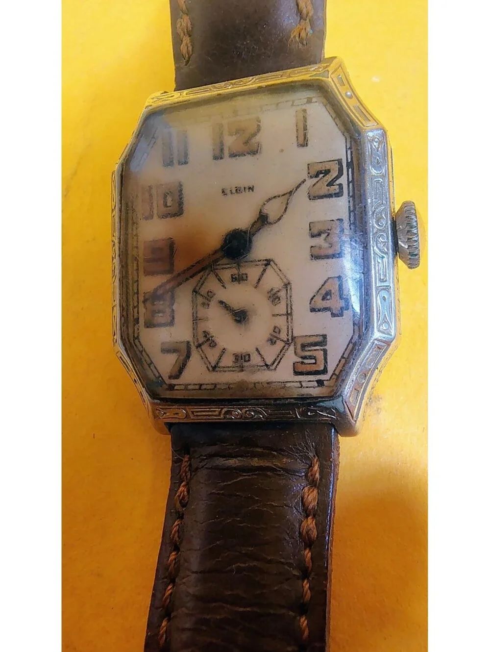 Vintage 1928 Elgin Pocket Watch RUNNING 15 Jewels Wadsworth 14K Gold Filled E-2